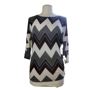 Vanity Maroon and White Long Sleeve Chevron Tee